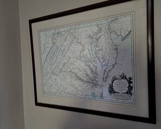 One of pair framed vintage maps