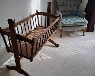 Antique cradle & bedroom chair