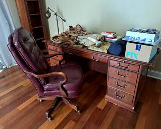 Executive desk and leather chair