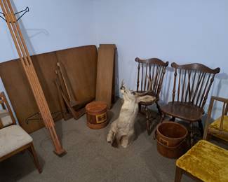 Misc. furniture and mounted deer head