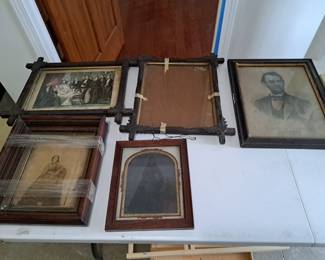 Antique walnut Victorian framed pictures