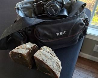 Cannon camera & geode book ends