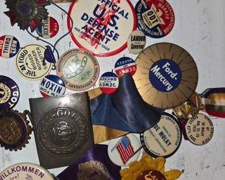 Vintage political & organizational pins, buttons, etc