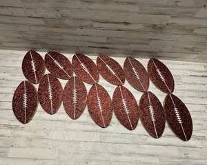 Set of 12 Glitter Football Decorations Brown Sparkle Party Sports Theme Centerpieces