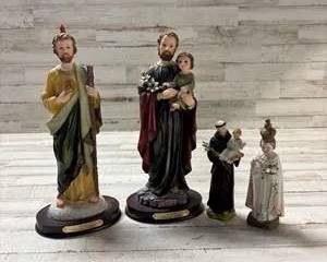 Set of 4 Religious Statues St. Joseph St. Jude Pasquini Italy Japan Florentine Collection
