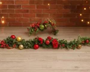 Christmas Garland Set Red Gold Green Holiday Mantle Staircase Doorway Decor Lot
