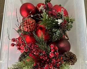  Red Christmas Ornaments with Pinecones Berries Holiday Decor Lot Tree Garland Wreath