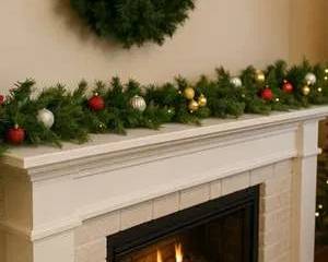 12ft Pre-Decorated Christmas Garland with Red Gold Silver Ornaments Holiday Decor