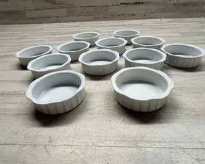 Set of 12 White Porcelain Ramekins – XCE Brand Soufflé Custard Cups