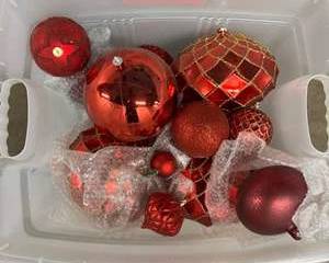 Lot of Large Red and Gold Christmas Ornaments Glitter Glass & Decorative Balls