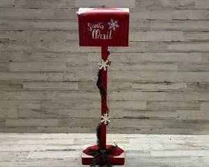 Santa Mailbox Christmas Decor Metal Mailbox Stand Holiday Display