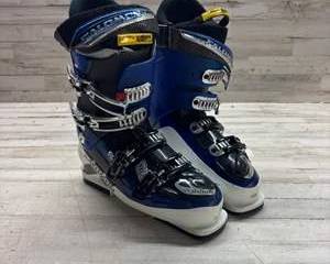 Salomon My Custom Fit Sport 90 Ski Boots Size 27.5 Blue White Adjustable Buckles