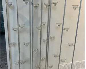 Modern Metal Folding Votive Candle Holder Wall Panel with 24 Glass Cups