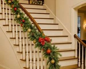 20ft Christmas Garland with Red Bows & Ornaments Mantle Fireplace Holiday Decor