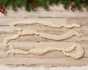 Elegant lighted 200ft Ivory Organza Ribbon Garland Christmas Tree Decor Wedding Event