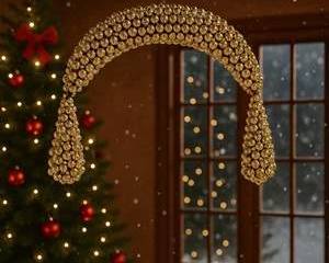 Luxurious 6ft Gold Beaded Hanging Garland with 3ft Drops Elegant Christmas Decor