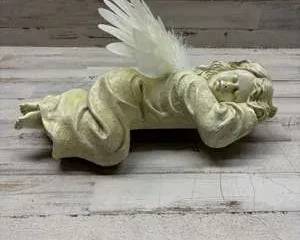 Lighted Sleeping Angel Statue with Feather Wings Christmas Decor Collections ETC