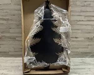 31” Black Metal Christmas Tree Silhouette Outdoor Holiday Decoration
