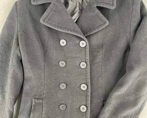 Jones New York Pea Coat Women’s 8 Wool Double Breasted Collared Winter Coat Black