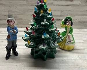 Atlantic Mold Ceramic Christmas Tree & Carolers Set – Light Up Vintage Decor