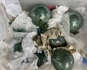 Lot of Large Mercury Glass Christmas Ornaments Teal Silver Finish Holiday Decor