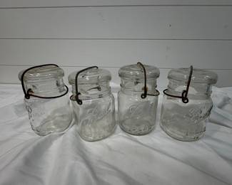 Jam jars with bails and lids