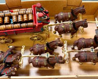 Cast iron wagon and horses