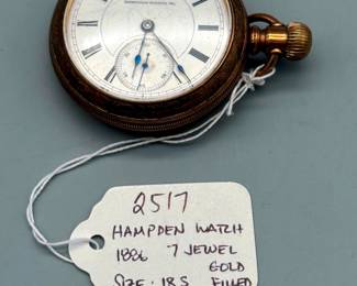 Gold Filled Hampden Pocket Watch 1886 7 Jewels