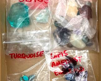 Raw Gemstones and glass