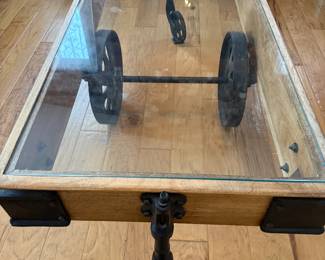 AMAZING VINTAGE FARM CART COFFEE TABLE