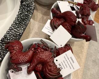 METAL ROOSTER RED CABINET PULLS - ENOUGH FOR A VERY LARGE KITHEN