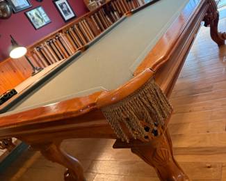 GORGEOUS CLAW FOOTED POOL TABLE - VINTAGE AND MINT CONDITION