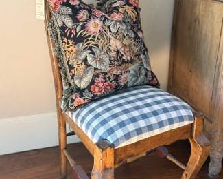 Pair of beautifully upholstered chairs, needlepoint pillows