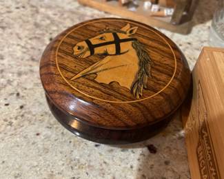 WOOD HORSE TRINKET BOX 