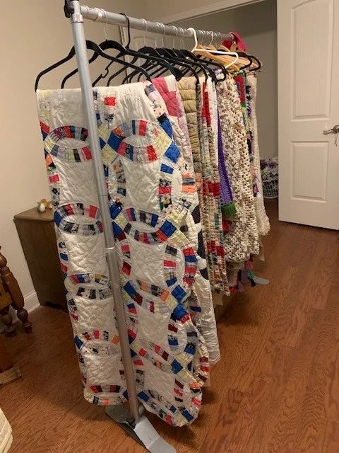 Look at this stunning wedding ring quilt! All hand made.