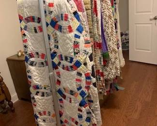 Look at this stunning wedding ring quilt! All hand made.