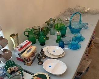 Beautiful colored glassware. Some very rare pieces. 