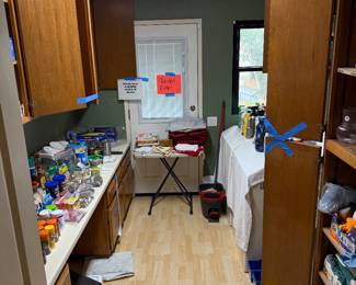 Pantry items
Cleaning chemicals
Kitchen linens
Cook books