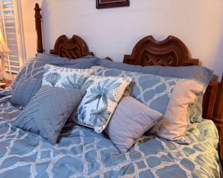 Blue themed king bed set