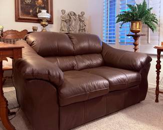 Brown leather sofa