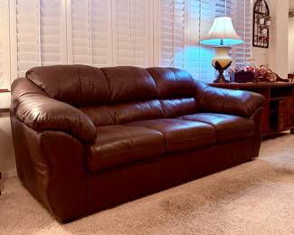 Brown leather couch