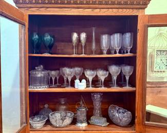 Wood engraved victorian style display cabinet