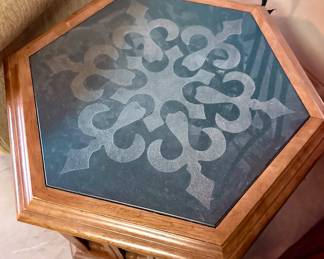 Hexagonal side table with storage space