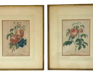 Vintage Framed Les Roses Prints 