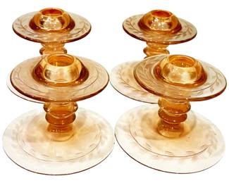 Etched Glass Candleholders 