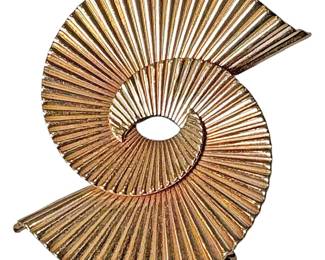14K Gold Spiral Brooch 