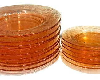 Pink Etched Glass Plates 