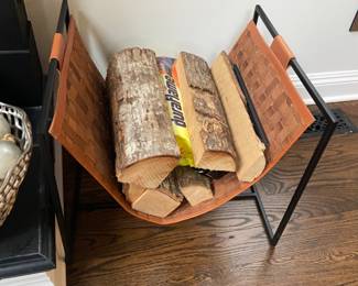 Leather Fireplace Log holder and accessories