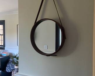 Leather framed mirror