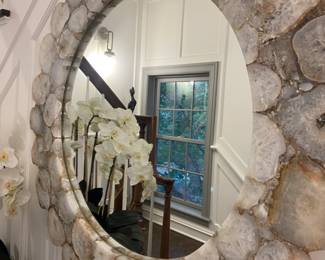 Raw Agate Round Wall Mirror